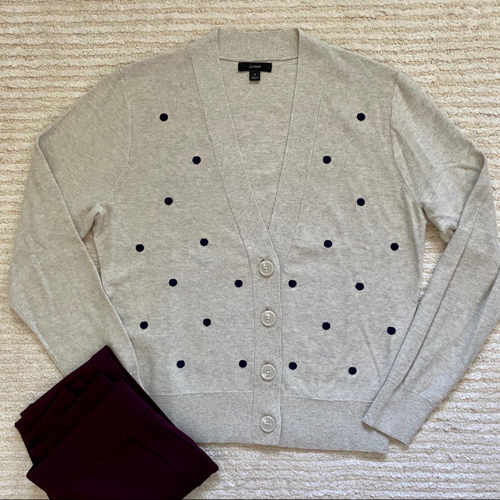 NWOT J. Crew dotted cotton cardigan - Picture 6 of 9